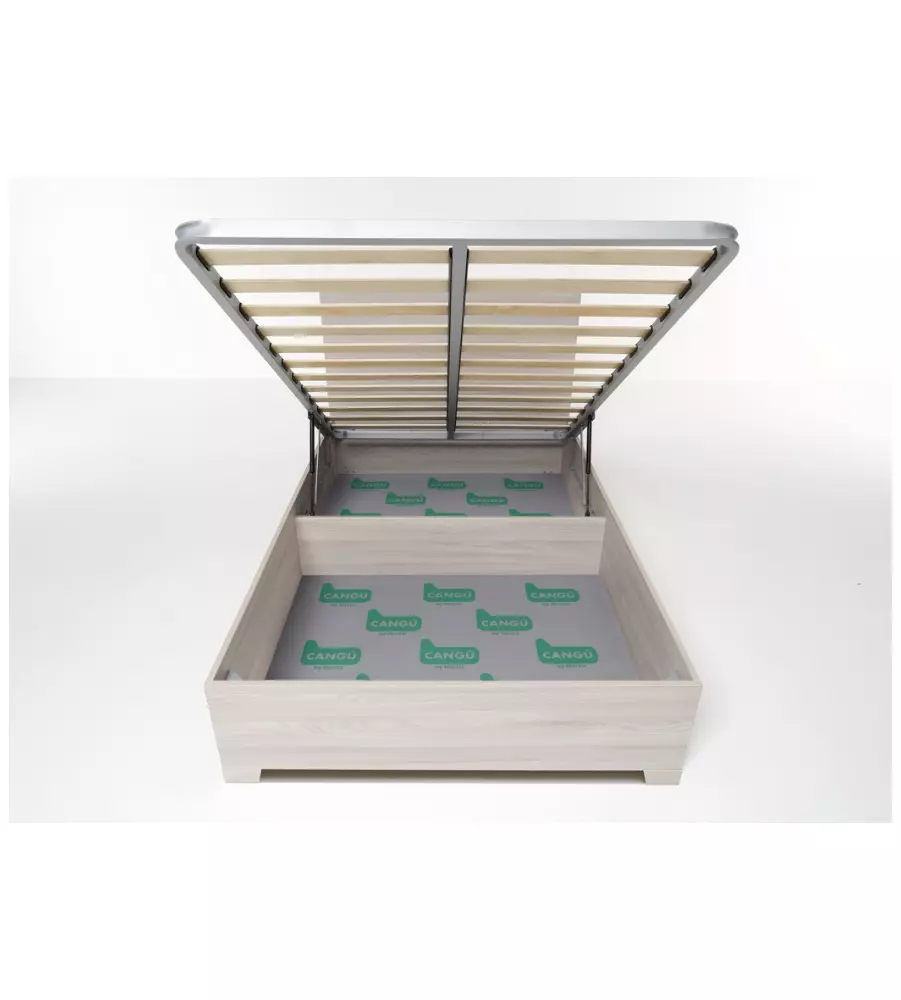 LETTO PIAZZA E MEZZA CONTENITORE CON PIEDINI "HI BOX" OLMO NATURALE 120X190 CM